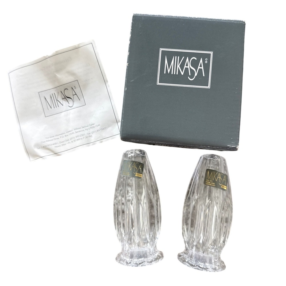 Mikasa Park Lane 4" Lead Crystal Salt and Pepper Shakers New in Box German